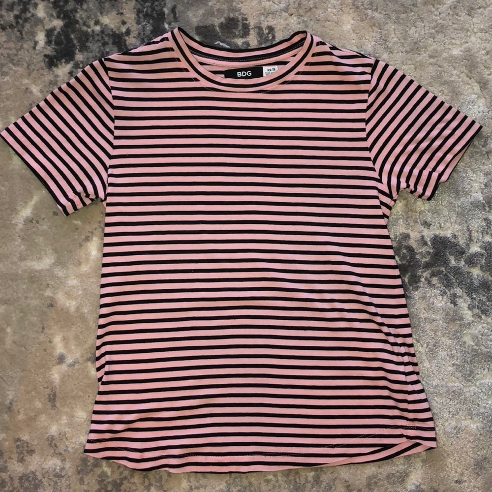 pink & black striped t-shirt